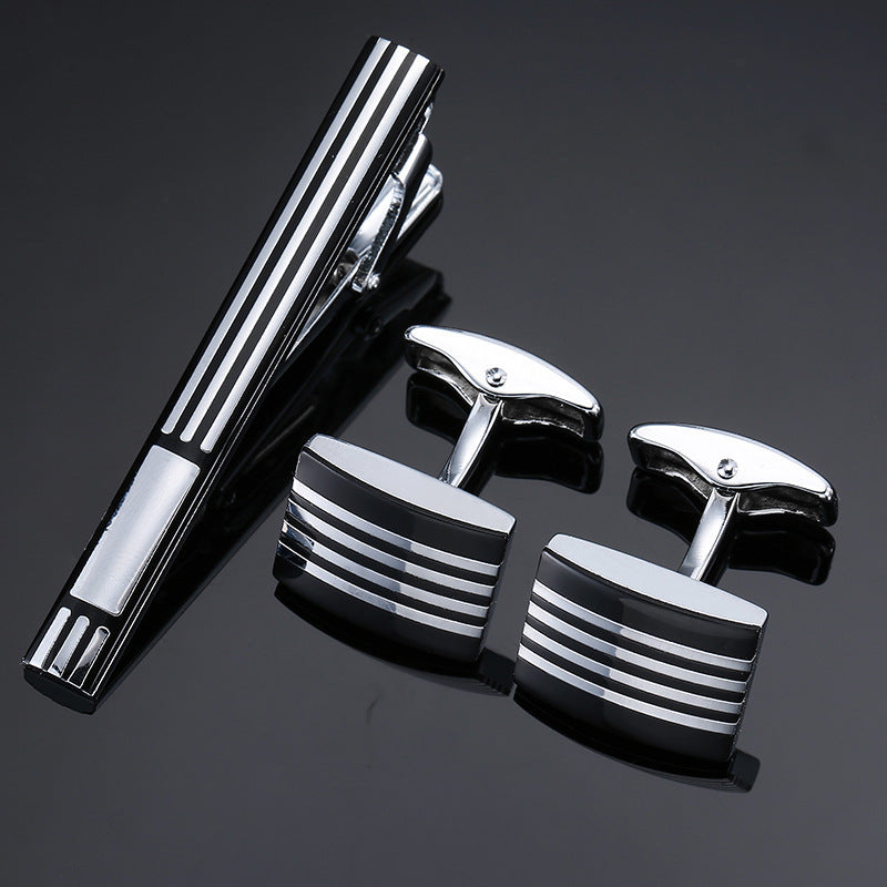 Gold Silver Black Cross Square Brushed Tie Clip