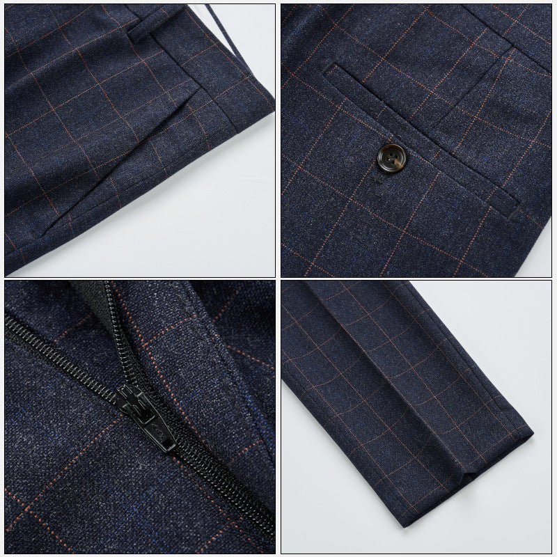 Men's Plaid High-end Suit Pants Korean Slim Straight Casual Pants