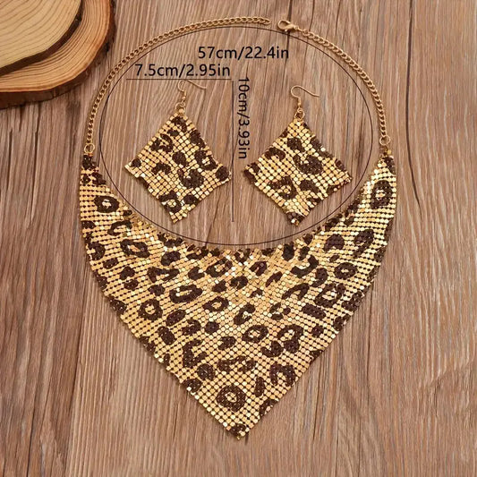 Oumei Liang Sequin Silk Scarf Design Collar Necklace Eardrops Suit