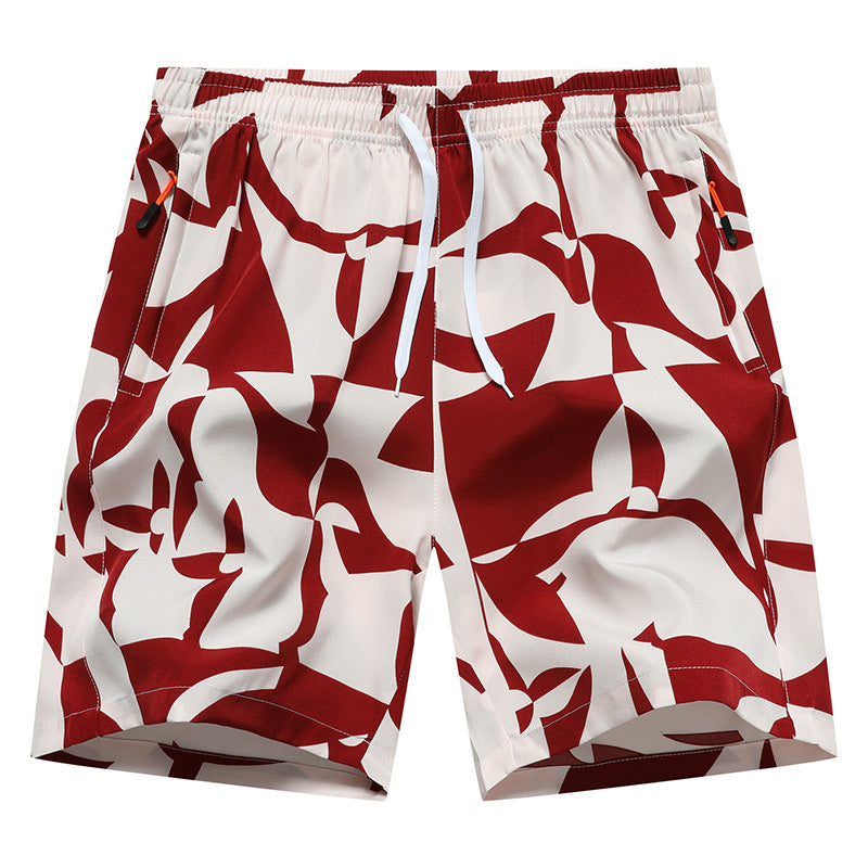 Casual Loose Pattern Cropped Elastic Waist Breathable Beach Pants