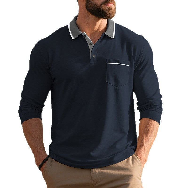 Spring And Autumn American Long-sleeved Men's Polo Shirt