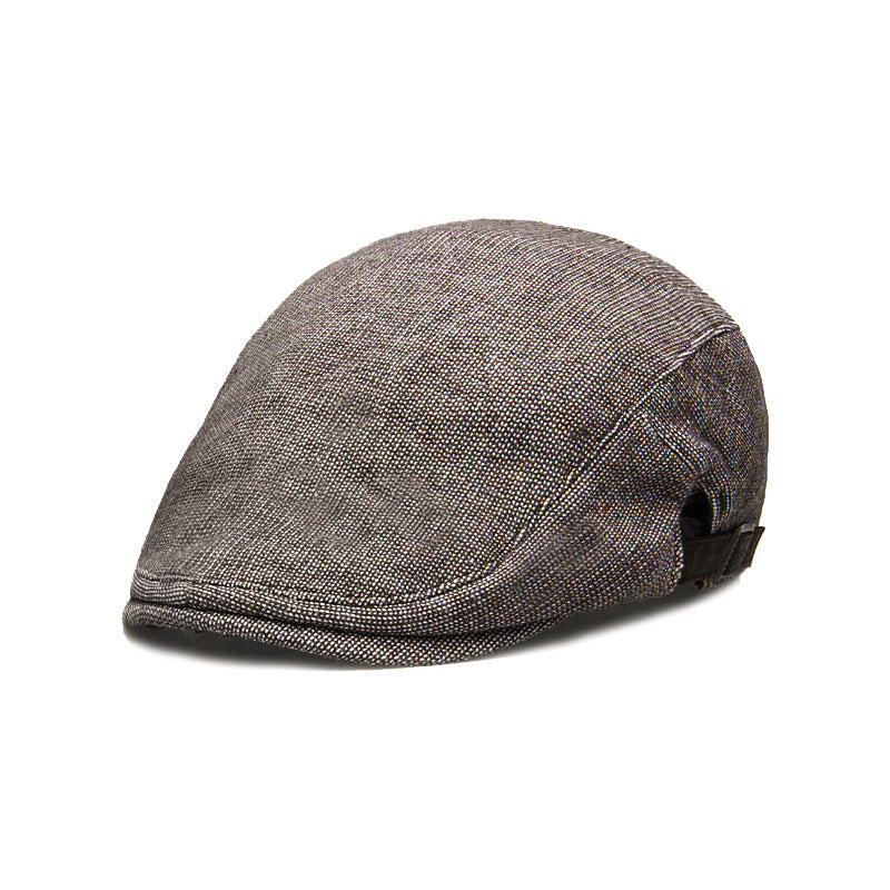 Spring, Autumn And Winter Pure Color Warm Keeping Cotton And Linen Breathable Beret Men