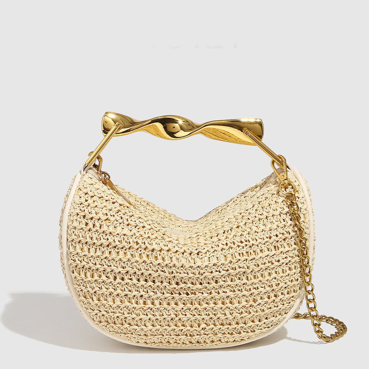 Straw Woven Dumpling Chain Shoulder Crossbody Bag Woven