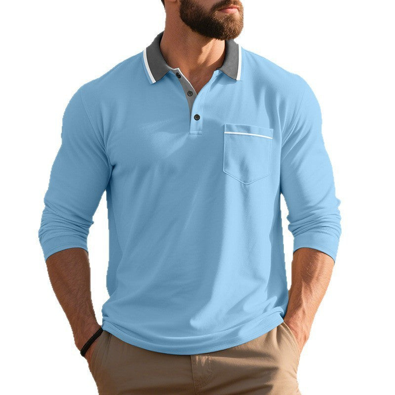 Spring And Autumn American Long-sleeved Men's Polo Shirt