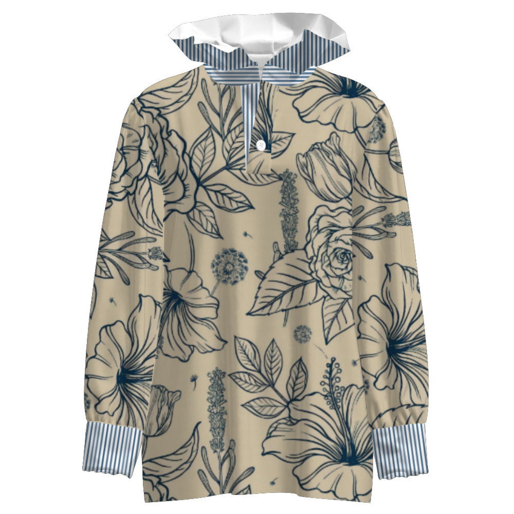 Women's Stringy Selvedge Stand Collar Shirt 3D Printing