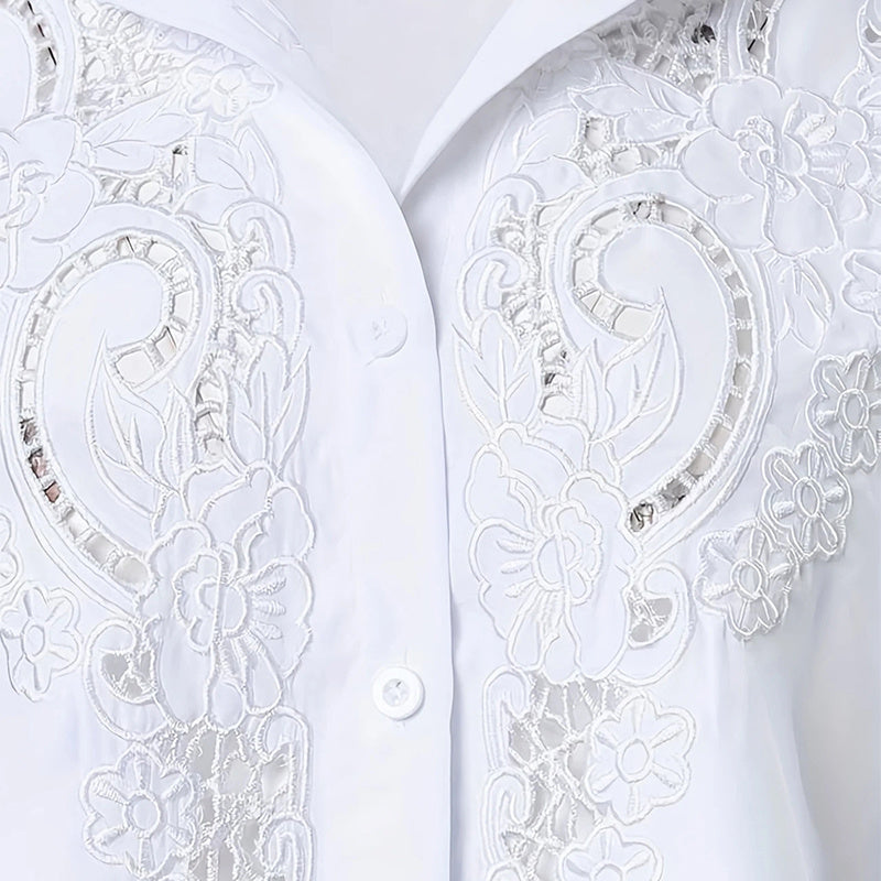 Women's Contrast Lace Long Sleeve Tops Button Down Shirts Dressy Casual Blouses Fall Fashion Clothes