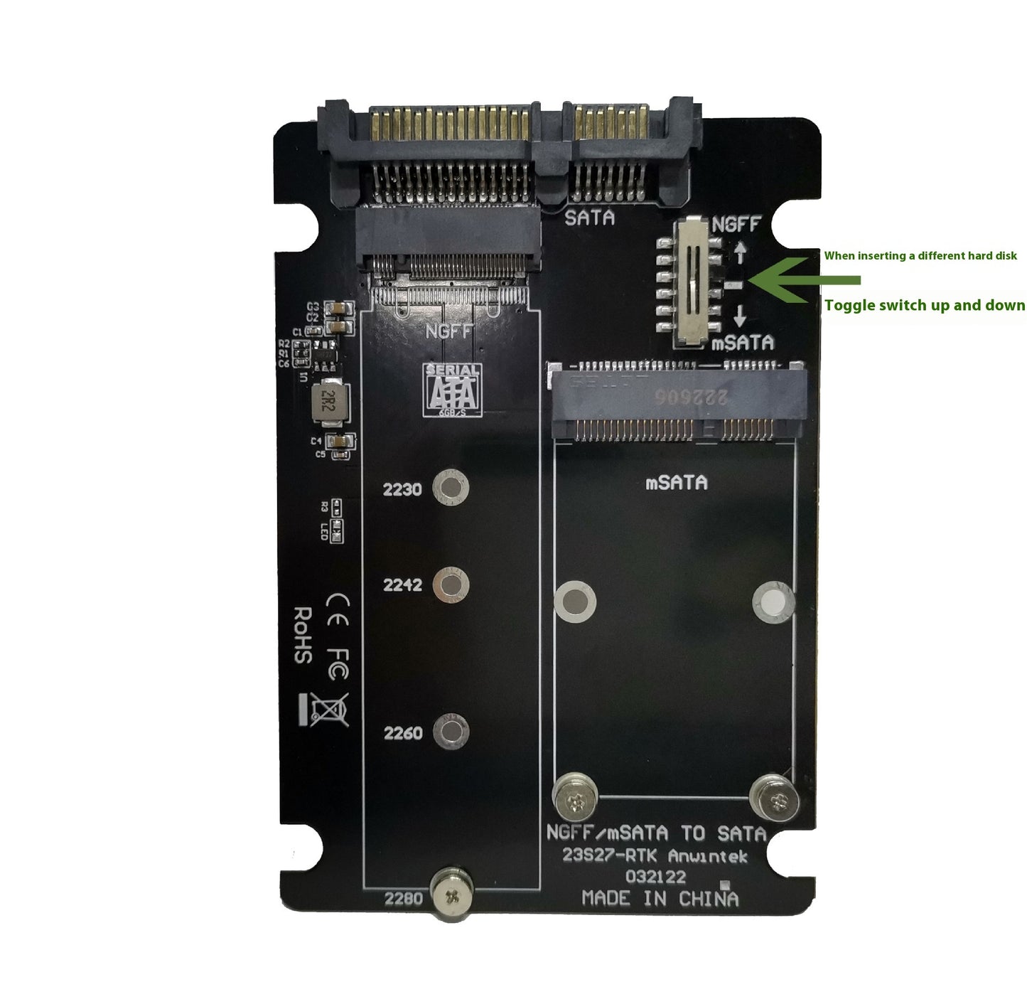 MSATAm2 N Solid State Hard Disk SSD Adapter Card