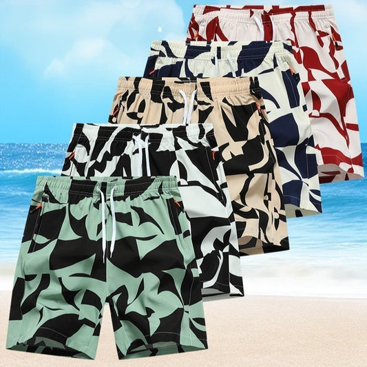 Casual Loose Pattern Cropped Elastic Waist Breathable Beach Pants