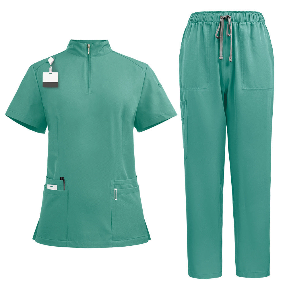 Stand Collar Zipper Hand Washing Suit Nurses' Uniform Work Clothes Suit