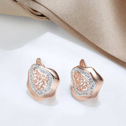 Geometry Pattern Hollow Carved Two-tone Earrings