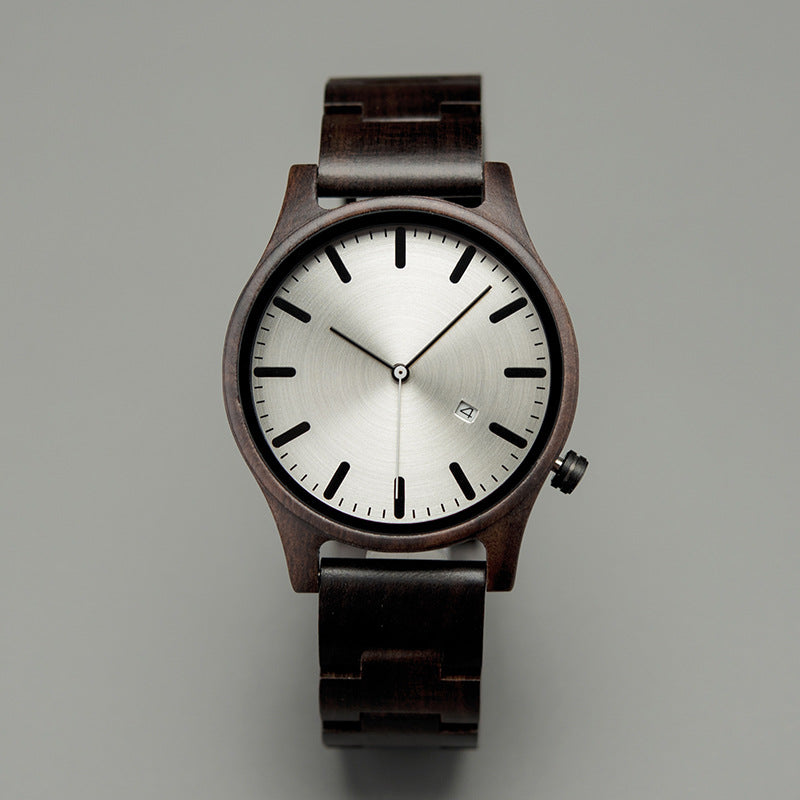 Wood Quartz Pointer Watch Men