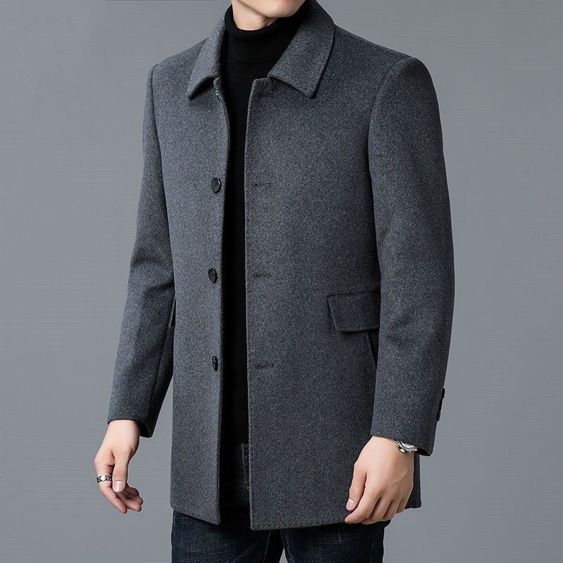 Men's Mid-length Double-sided Four-season Lapel Woolen Coat