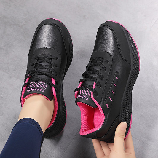 Leather Women's Shoes Casual Sneaker Round Toe Flat Heel Women's Running Shoes