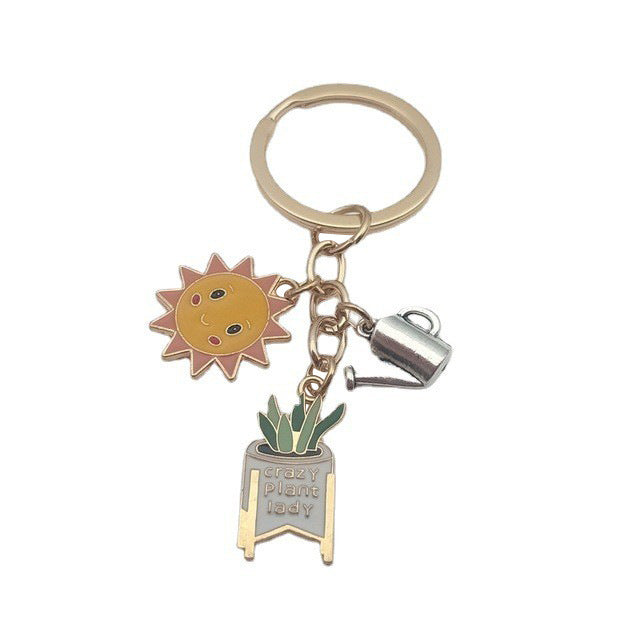 Pastoral Style Cactus Sun Kettle Combination Keychain