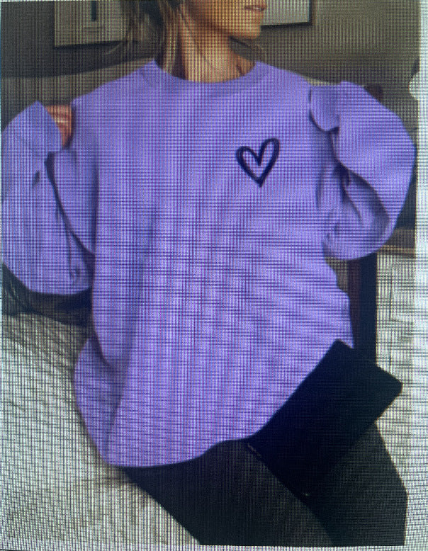 Heart Shape Printed Drop-shoulder Sweatshirt