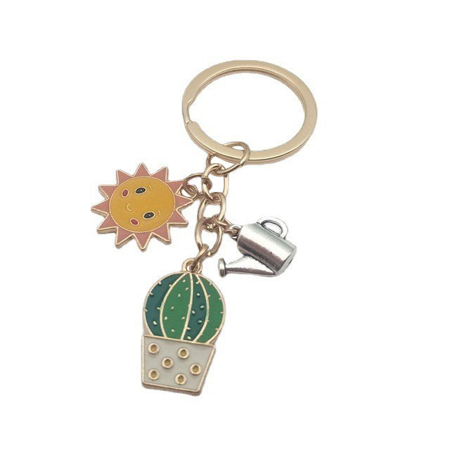 Pastoral Style Cactus Sun Kettle Combination Keychain