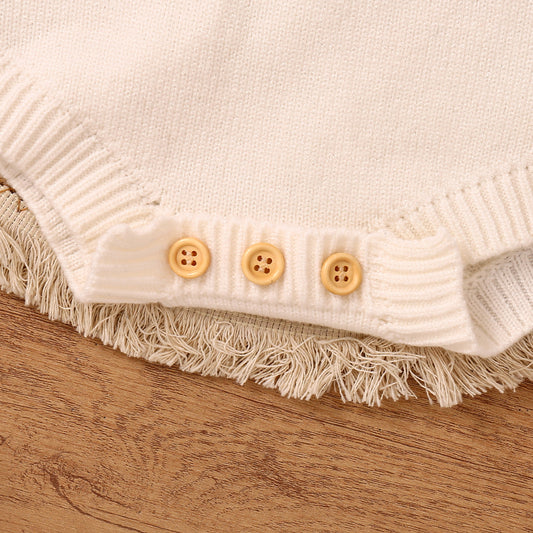 Children's Romper Easter Rabbit Ear Letter Embroidery Round Neck Long Sleeve Sweater