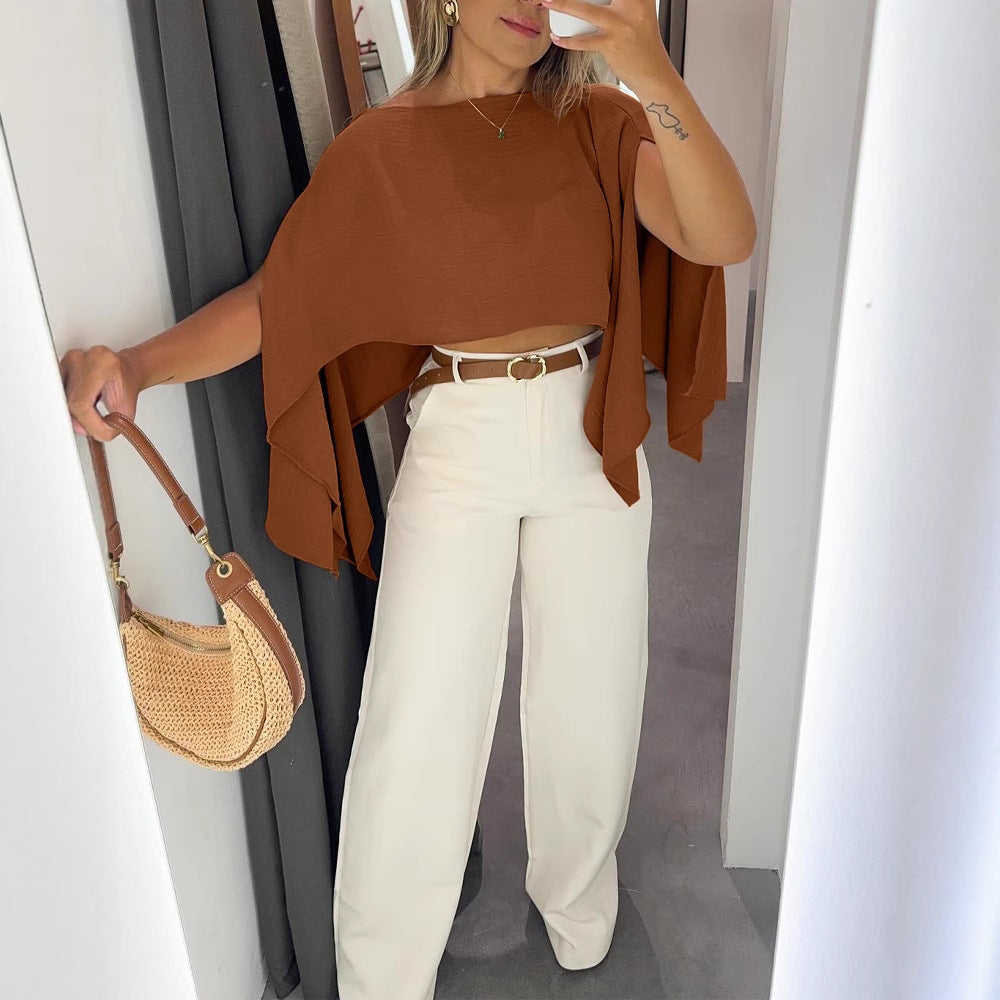 Solid Color Off-shoulder Design More Than Split Sleeve Tops