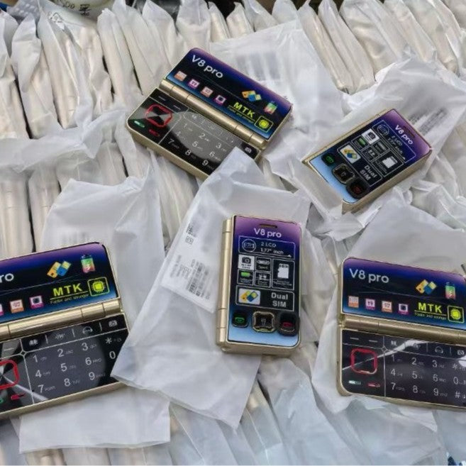 V8pro Dual Screen Folding Flip Function Mobile Phone
