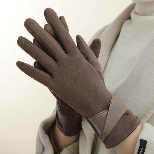 Women's Fleece-lined Warm Graceful Bow Gloves