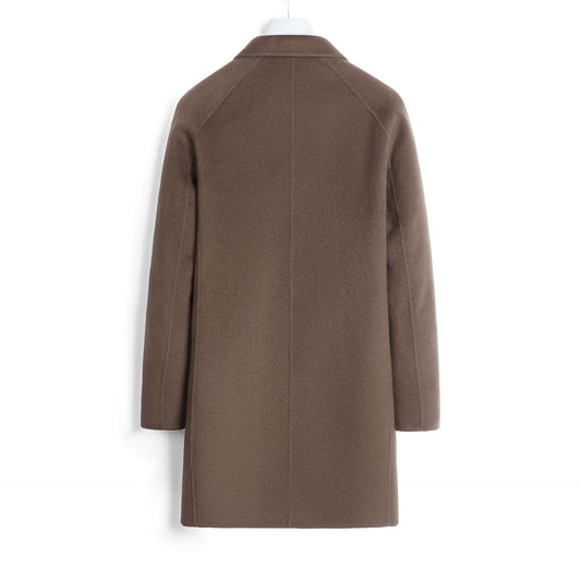 Male Solid Color Worsted Wool Mid-length Slim-fit Coat