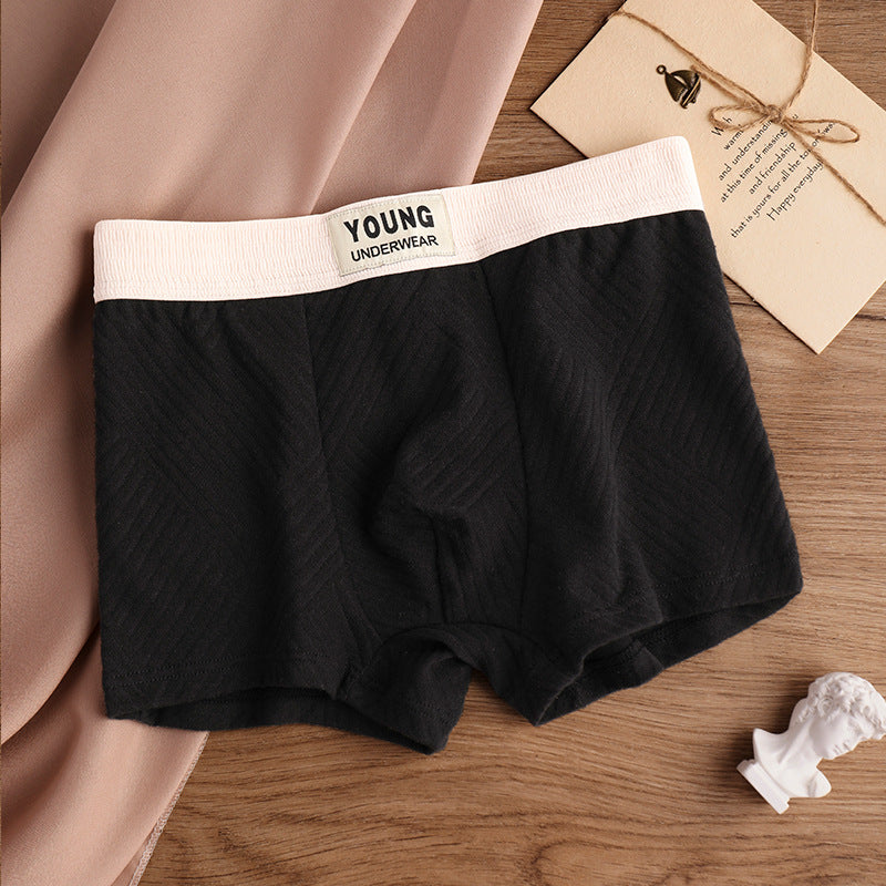 Cotton Men's Mid Waist Texture Boxer Briefs