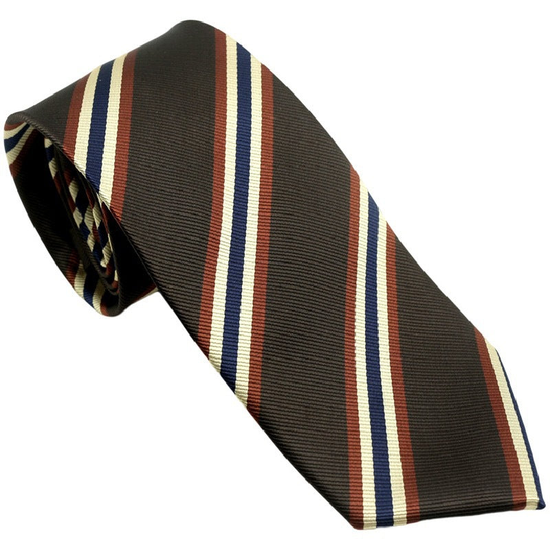 Retro Coffee Color Orange Red Striped Tie Hand Hit 8CM Men