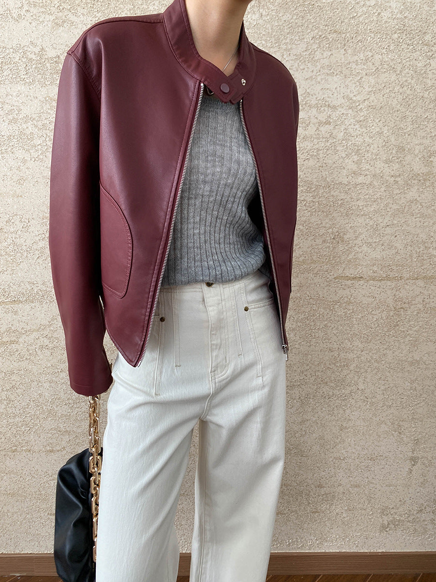 Locomotive Style Stand Collar Temperament Wild Jacket