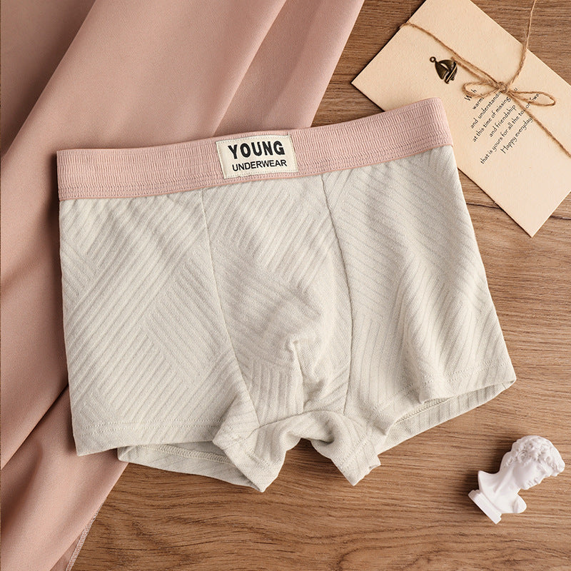 Cotton Men's Mid Waist Texture Boxer Briefs