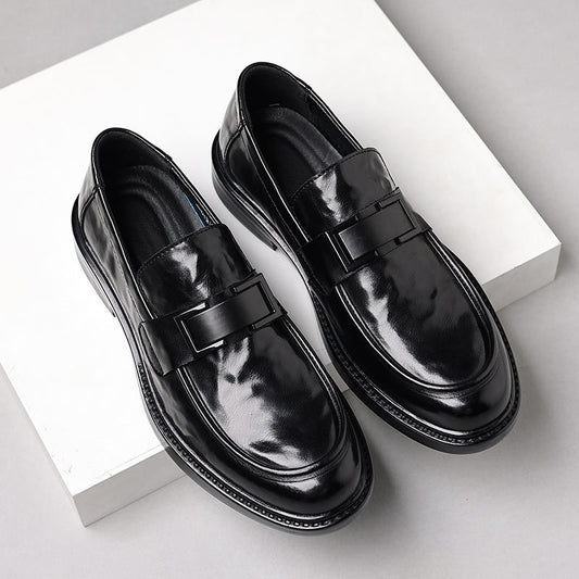 Men's British Slip-on Pointed Leather Shoes
