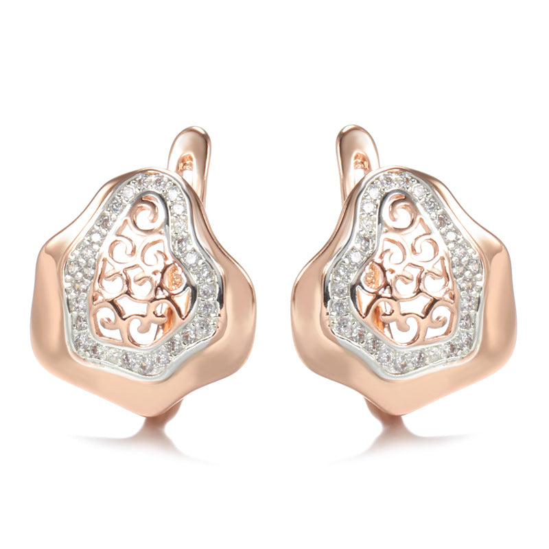 Geometry Pattern Hollow Carved Two-tone Earrings