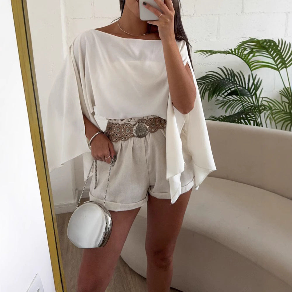 Solid Color Off-shoulder Design More Than Split Sleeve Tops