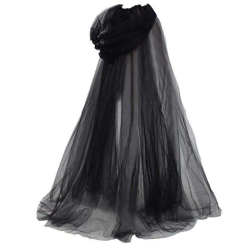 Halloween Ghost Hooded Cloak Death Witch Mesh Cloak Ball Performance Costume