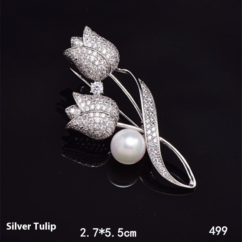 Fashionable Elegant High-end Exquisite Micro-inlaid Zircon Brooch
