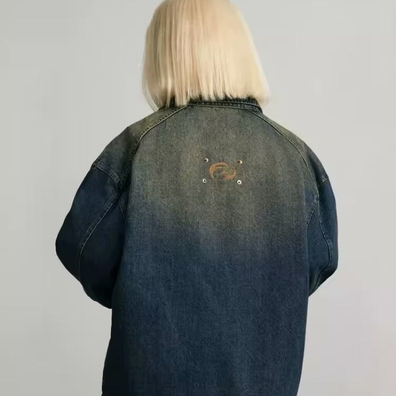 Autumn High-grade Pu Handsome Denim Coat For Men And Women