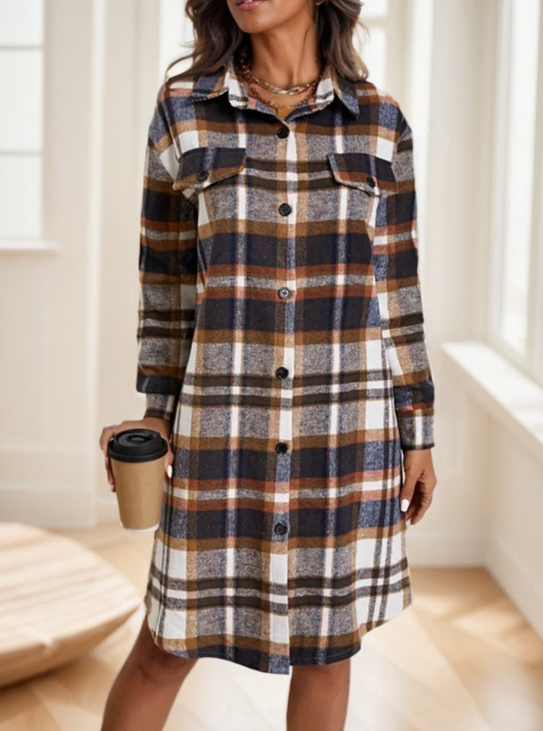 Plaid Print Long Length Jacket
