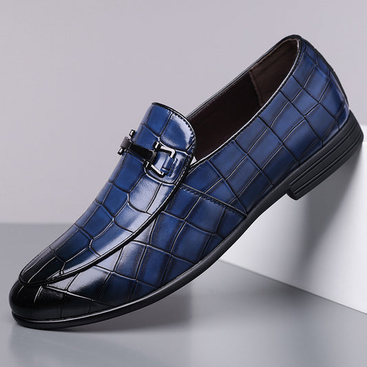 Men's Plaid Light Luxury Plus Size Rubber Sole Lightweight Leather Shoes