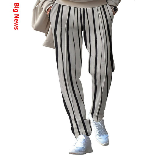 Casual Technology Printing Wide Drawstring Straight-leg Trousers