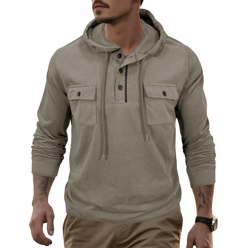 Men's Sweater Long-sleeved Sports Pocket Hooded Top