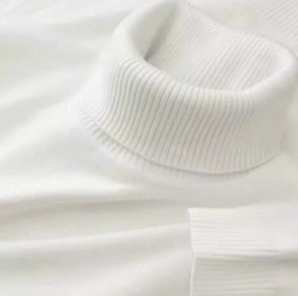 Fleece-lined Thick Soft Warm One Mock Neck Sweater