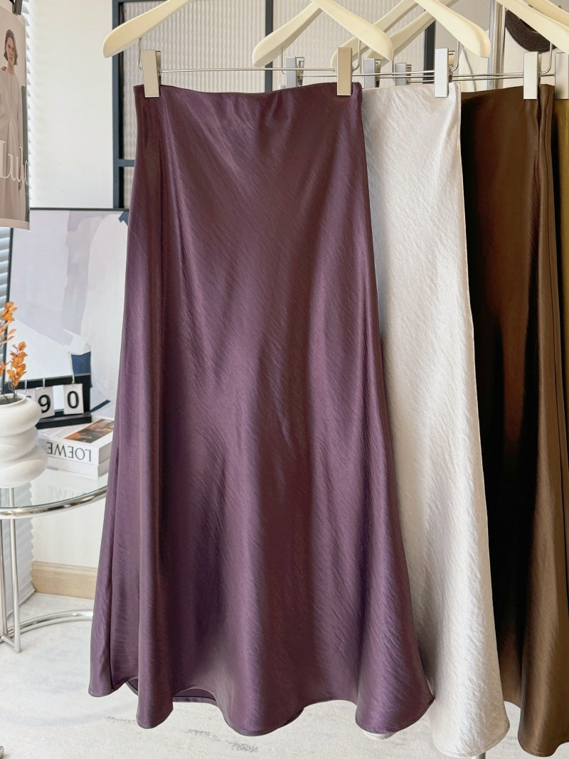 Simple Graceful Draping Acetate Satin Fishtail Skirt For Women