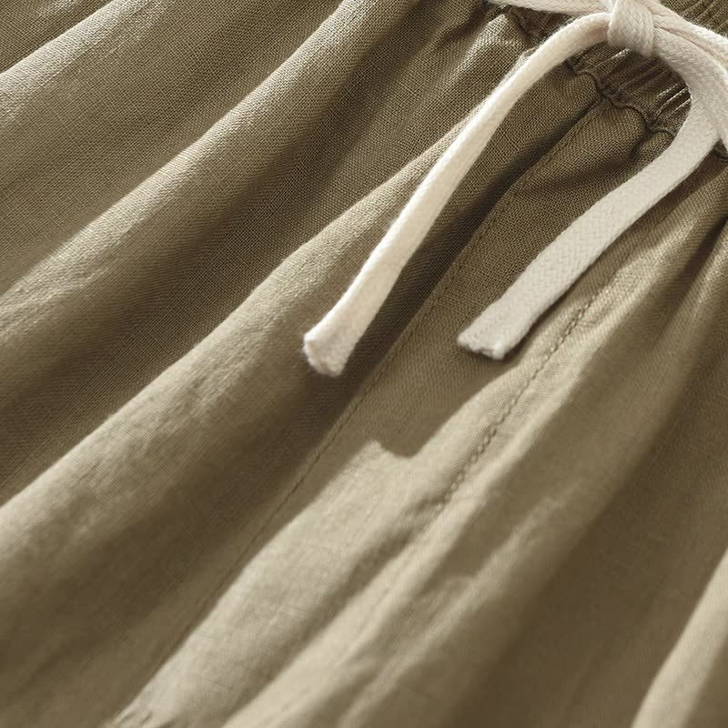 Men's Thin Trendy Loose Color Matching Linen Pants