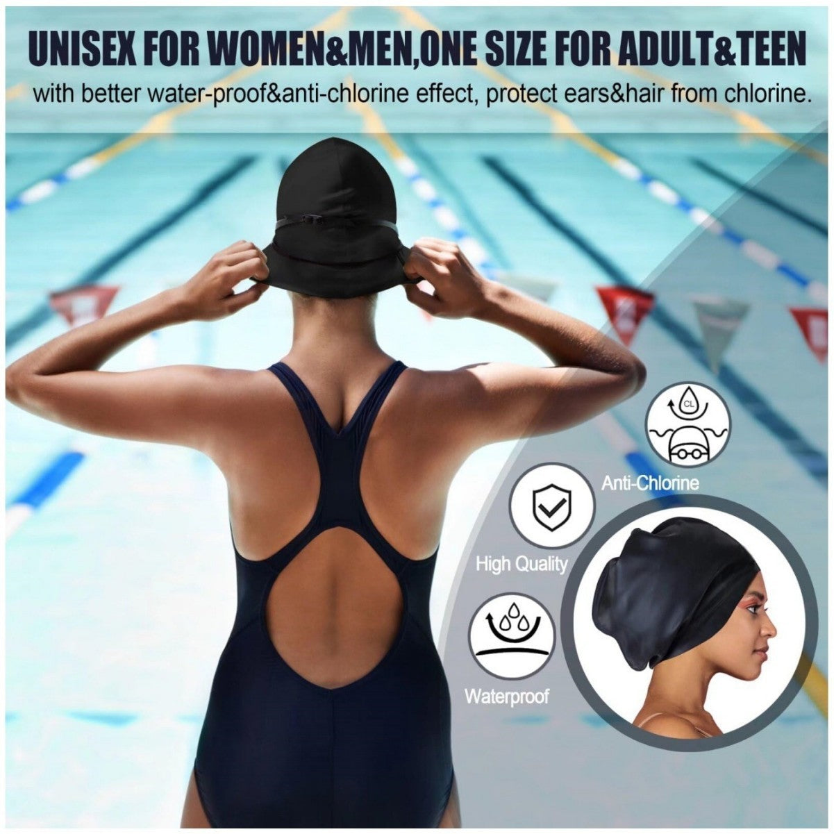 Silicone Swimming Cap Adult Hair Care Women's Oversized