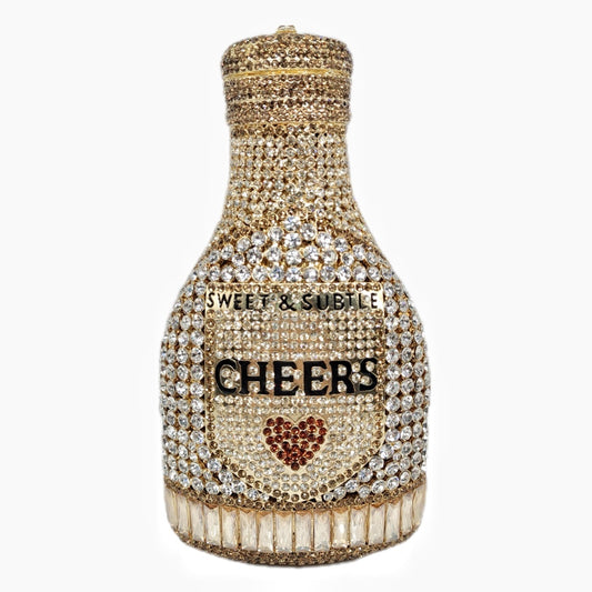 Champagne Bottle Rhinestone Evening Clutch Women's Bag