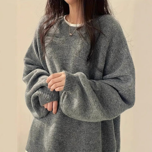 Idle Style Retro Crew Neck Pullover Sweater