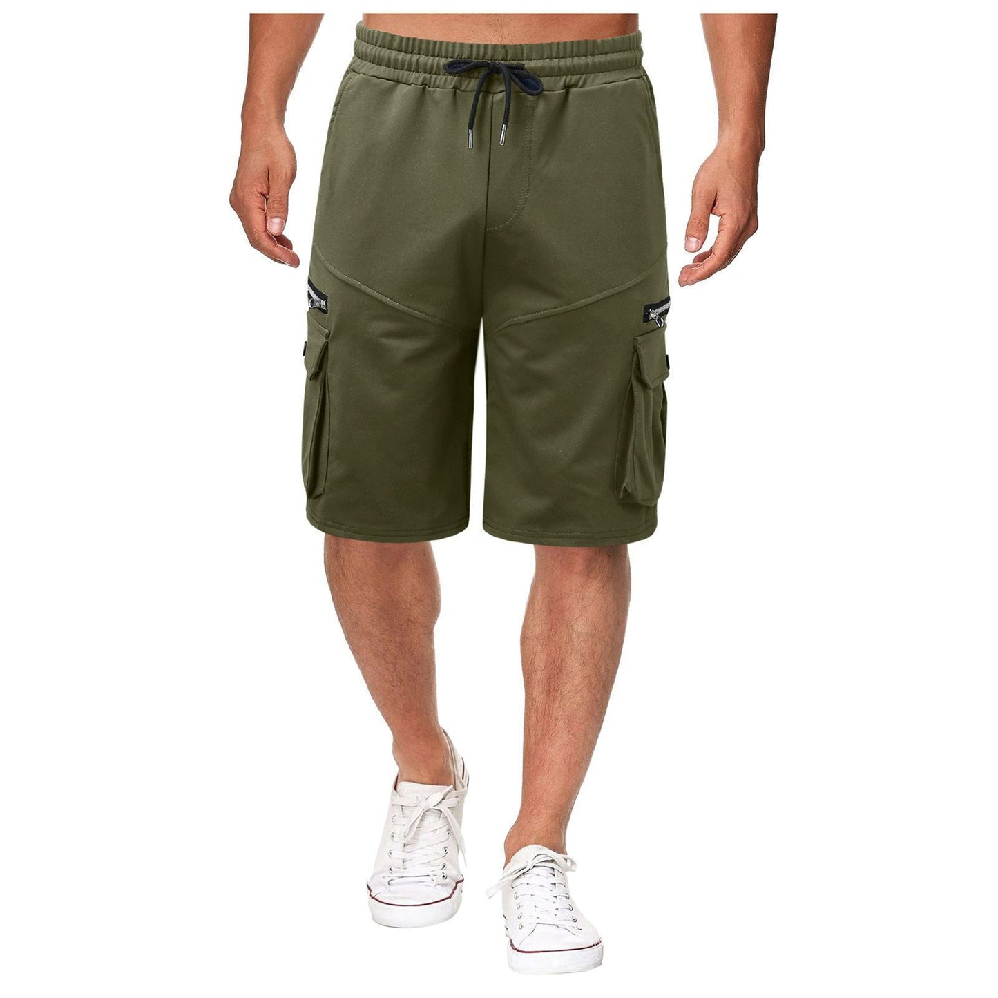 Summer Men's Double Pocket Zipper Casual Workwear Fitness Sports Shorts