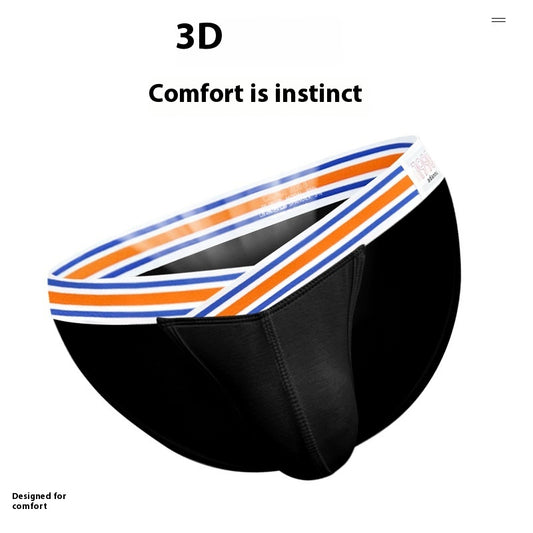 Solid Color High Fork Low Waist Briefs Full Package Hip Bulge