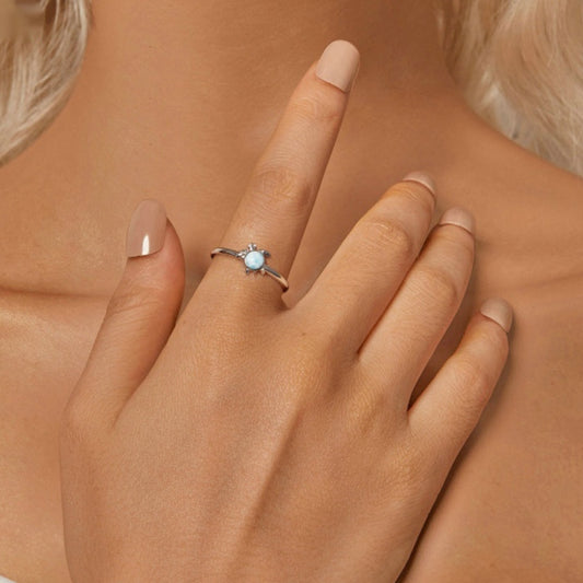 Summer Turtle Open Ring Romantic Blue