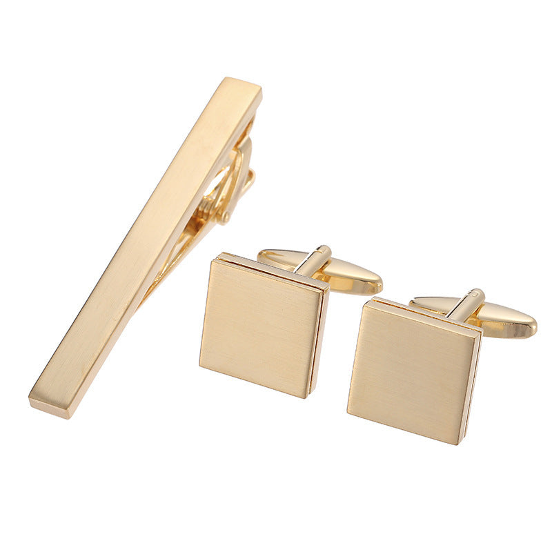 Gold Silver Black Cross Square Brushed Tie Clip