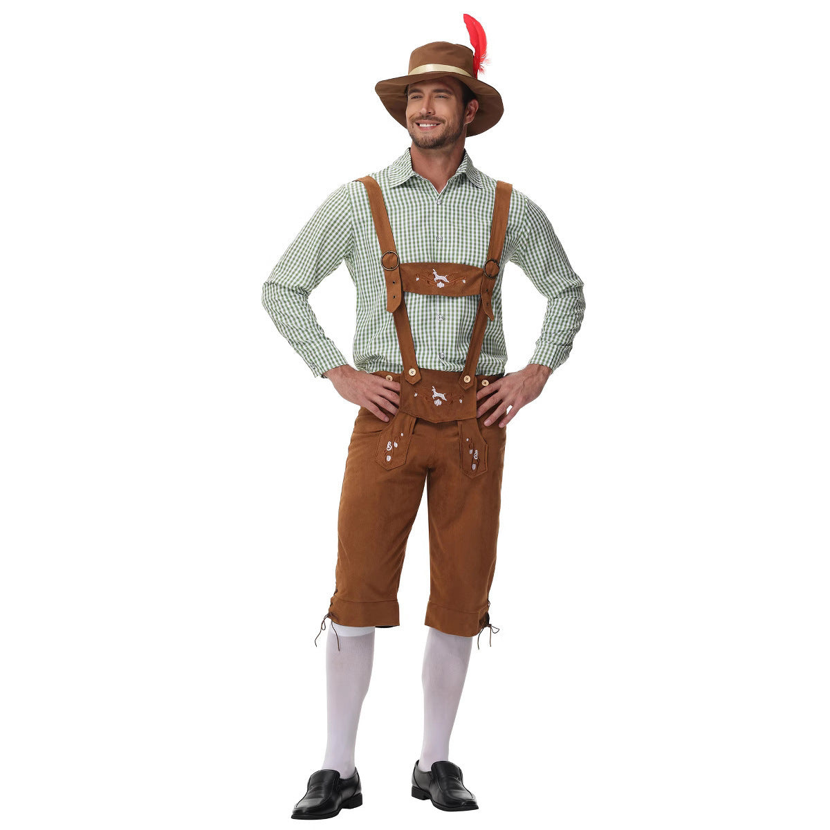 New Traditional Men's Beer Festival Plaid Shirt Overalls